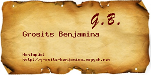 Grosits Benjamina névjegykártya